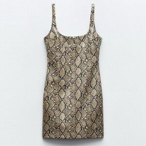 ZARA SNAKESKIN PRINT FAUX LEATHER DRESS